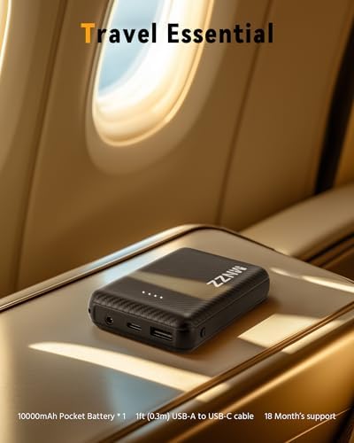 Ultimate MNZZ 7.4 V 10,000 m Ah Portable Power Bank – Fast Charging Battery Charger for Graphene Heated Jackets and Vests, Compact Design with Type-C Input/Output, Ideal for Outdoor Adventures and Device Compatibility