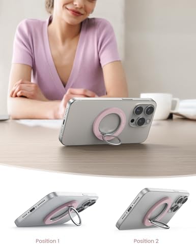 Lamicall 360° Rotatable Magnetic Phone Ring Holder for Mag Safe – Lightweight Grip & Kickstand Compatible with i Phone 12/13/14/15/16 Series, Misty Black – Enhanced Magnetic Strength and Flexibility for Secure One-Handed Use and Wireless Charging Convenience