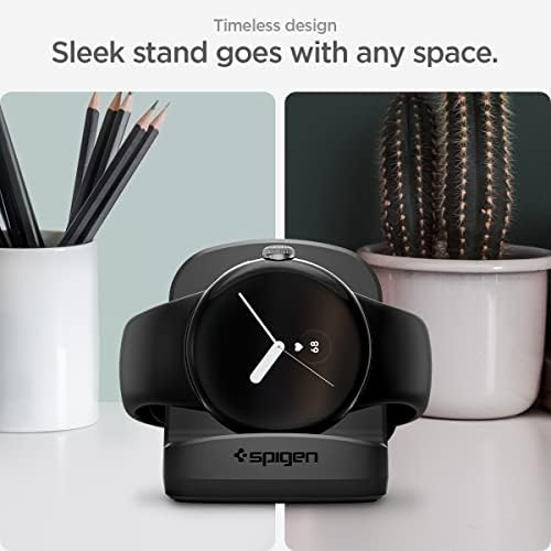 Spigen S354 Charger Stand for Google Pixel Watch – Durable TPU Design with Non-Slip Base for Secure Charging (Not Compatible with Pixel Watch 2,3) – Sleek, Compact Docking Solution for Smartwatch Accessories – Enhance Charging Efficiency and Style