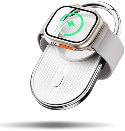 Effortless Power on the Go: Yo Few Wireless Magnetic Portable Charger for Apple Watch – 1200 m Ah Travel Keychain Power Bank Compatible with Series 9/8/7/6/5/4/3/2/SE/Ultra – Fast Charging Convenience in Compact Design