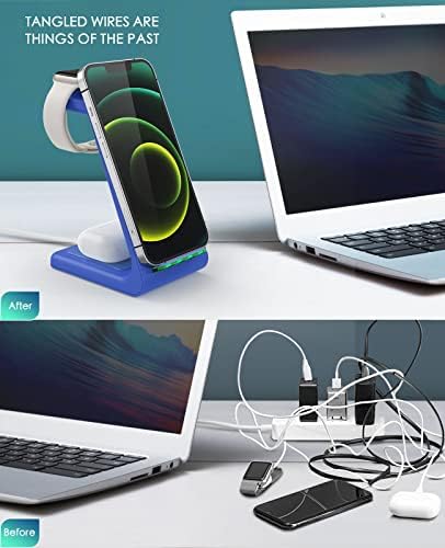 Sleek Pink 3-in-1 Wireless Charging Station: Fast Desk Charger for i Phone 16/15/14/13/12 Pro Max, Apple Watch Series 10-3, and Air Pods 4/3/2 Pro – Enhanced Compatibility & Space-Saving Design for Effortless Charging Efficiency