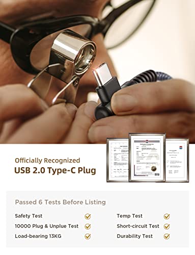 AINOPE Right Angle USB C Cable – 2-Pack (10 ft + 10 ft) Fast Charging 3.1 A Nylon Braided Charger for Enhanced Device Compatibility, Ideal for Gaming and Multitasking, Durable Black Design