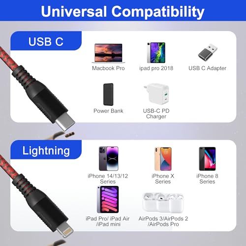 Revolutionize Your Charging Routine with the 26 FT Extra Long i Phone 13 USB-C to Lightning Cable – MFi Certified for Fast Power Delivery, Ideal for i Phone 13 Pro, 12 Pro Max, 11, and More – Durable Nylon Braided Design for Tangle-Free Convenience and Enhanced Compatibility