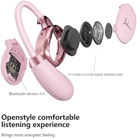 Open Ear Bluetooth 5.4 Earbuds – Unmatched Comfort with Secure Ergonomic Hooks, 32-Hour Battery Life, Waterproof & Shock-Resistant for Active Lifestyles – Superior Call Clarity and Device Compatibility for Runners and Fitness Aficionados