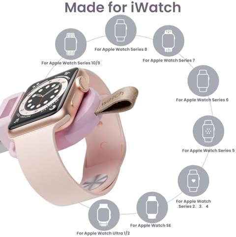 Portable Magnetic Wireless Charger for Apple Watch – Fast Charging i Watch Accessory for Ultra, Series 1-9, and SE – Travel-Friendly Cordless Design for Ultimate Convenience and Durability