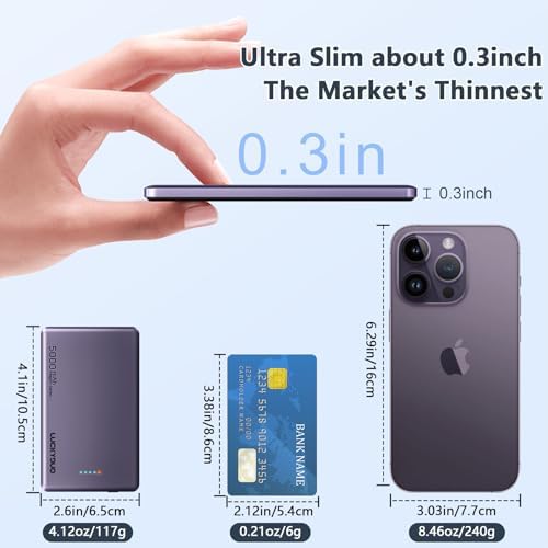 LUCKYDUO Ultra Slim Magnetic Power Bank – 5,000 m Ah Wireless Charger with 20 W Fast Charging for i Phone 16/15/14/13 Series – Compact & Portable Battery Pack for On-the-Go Convenience – USB-C Compatible, Effortless Charging Solution