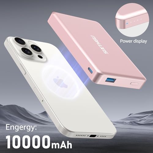 Magnetic Portable Charger – 10,000 m Ah Wireless Power Bank with 20 W PD Fast Charging for i Phone 16/15/14/13/12 & Air Pods – Durable Alloy Design for Effortless Travel & Seamless Compatibility – Sleek Black Finish for Modern Aesthetics