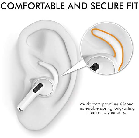 Aha Style Silicone Ear Hooks for Air Pods Pro – 3 Pairs of Anti-Slip Covers with Storage Pouch – Premium Earbud Accessories for Enhanced Comfort and Stability During Activities – Durable, Custom Fit Compatible with Apple Air Pods Pro (White)