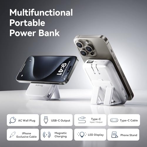 Sanag Ultra-Fast Portable Power Bank with Smart Digital Display – High Compatibility & Rapid Charging for All Devices in Sleek White Finish