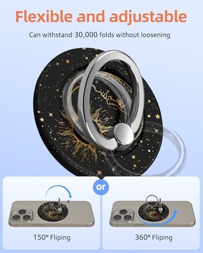 Magnetic Phone Grip Holder for i Phone – Adjustable Mag Safe-Compatible Finger Ring Stand with Fun Designs for Secure Selfies and Video Calls – Lightweight, Durable, and Removable Accessory to Elevate Your Smartphone Experience