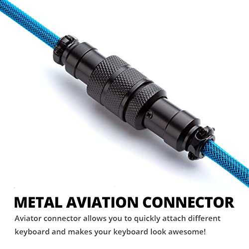 GUNMJO Pro Custom Coiled USB C Cable for Gaming Keyboards – Premium Double-Sleeved Mechanical Keyboard Accessory with Detachable Metal Aviator, 1.5 m USB-C to USB-A in Sleek Carbon Black – Ultimate Speed, Durability, and Aesthetic Upgrade for Gamers