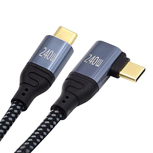 NFHK 240 W USB-C Type-C Charging Cable – 90-Degree Low Profile Angled Design for Optimal Convenience | 480 Mbps Fast Data Transfer | 200 cm Length for Laptop, Tablet & Phone Compatibility | Enhanced Durability & Performance