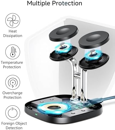 Revolutionize Your Charging Routine with the Swan Scout 3-in-1 Wireless Charging Station – Fast Dual Charger for Apple Watch Ultra 2/10/9 & Air Pods Pro 2/3/2 in Elegant White and Silver – Compact Design, Rapid Power Boosts, and Enhanced Safety Features for Modern Living