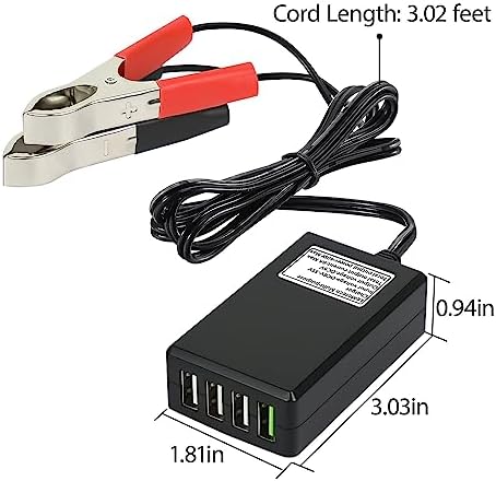 Le Motech Ultra-Fast Multi-Port USB Power Adapter – Compact 12 V/24 V to 5 V DC Converter for i Phone, Android, and Tablets – Versatile Charging Station for Travel and Outdoor Use – Reliable Power Solution with Four USB Ports for Quick Device Charging