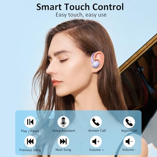 Ultimate Bluetooth 5.4 Sports Earbuds with 50-Hour Playtime, IP7 Waterproof Design, and Enhanced Deep Bass – Perfect for Fitness Enthusiasts and Runners in Vibrant Purple, Engineered for Unmatched Comfort and Superior Noise Cancellation