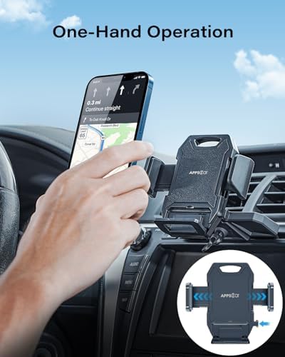 APPS2 Enhanced CD Slot Car Phone Mount with 15 W Wireless Charging – Effortless One-Hand Operation & Hands-Free Design for i Phone 11 to 16 Pro Max – Sturdy, Secure Installation for Safe Driving and Seamless Navigation