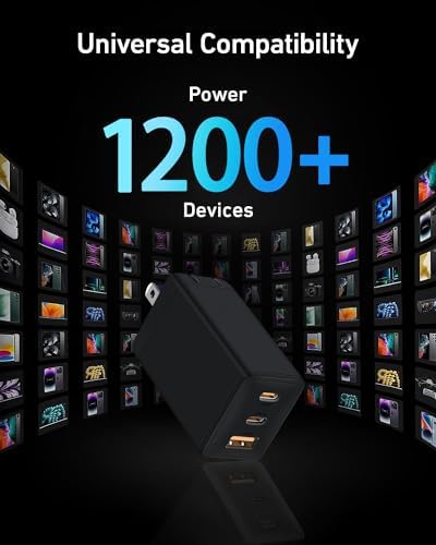 67 W USB C Fast Charger – Triple-Port Ga N Wall Adapter with Foldable Design for Ultimate Portability – Rapid Charging for Mac Book Pro, i Pad Pro, i Phone 15/14, Galaxy S23/S22, Dell XPS 13, Think Pad, Pixel, Steam Deck – Compact Power Solution for On-the-Go Tech Enthusiasts