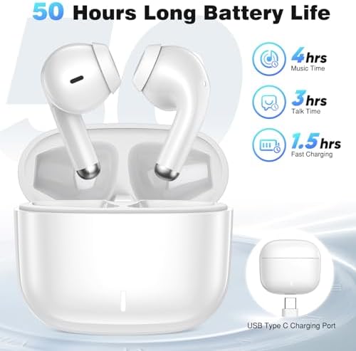 Premium Bluetooth 5.3 Noise-Cancelling Wireless Earbuds – Seamless Compatibility with i Phone 16/15 Pro Max & Samsung Galaxy S Series – Fast USB-C Charging Case for Ultimate Audio Freedom and Clarity