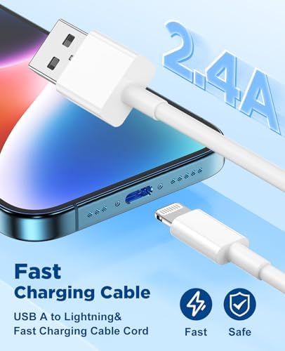 6 Pack MFi Certified 3 FT i Phone Car Charger Cords – High-Speed USB-A to Lightning Charging Cables for i Phone 14/13/12/11 Pro Max/XS/XR/X/8/7 Plus – Durable, Flexible, and Perfect for On-the-Go Charging