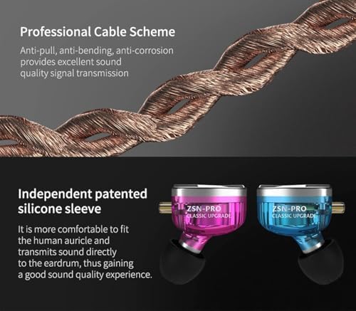 KZ ZSN Pro Dual Drivers Hi-Fi In-Ear Earphones with 1 BA & 1 DD – Exceptional Sound Clarity & Powerful Bass for Audiophile Musicians – Detachable Cable Design for Enhanced Customization & Compatibility – Ergonomic Fit for Long Listening Sessions