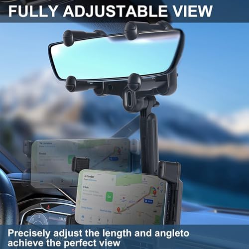 Transform Your Driving Experience with the 360° Rotatable Car Phone Mount – Innovative Rear View Mirror Holder for i Phone, i Pad, Samsung Z Fold & All Foldable Devices – Effortless Installation, Unmatched Stability, and Multifunctional Design for Ultimate Road Convenience