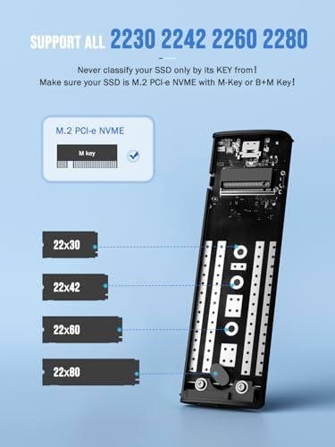 Lemorele M.2 NVMe Enclosure – Ultra-Fast USB 3.2 Gen2 SSD Adapter for PCIe M-Key Drives, Tool-Free Installation, Supports 2280/2260/2242/2230 Sizes, Ideal for Efficient Data Transfer and Enhanced Performance, Perfect for Gamers and Professionals