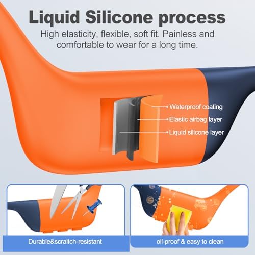 Ultimate Waterproof Bone Conduction Swimming Headphones – IP68 Bluetooth 5.4 Earbuds with 32 GB Music Storage for Unmatched Underwater Audio Experience – Open Ear Design for Comfort and Awareness in All Water Activities (Grey)