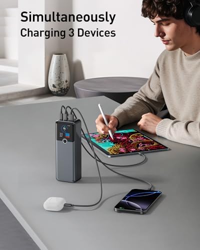 Maximize Your Power On-the-Go: 140 W Portable Charger with 20000 m Ah Capacity, PD/QC3.0 Fast Charging & Smart Digital Display – Multi-Device Compatibility for Mac Book, Dell, i Phone 16/15/14, Samsung, i Pad & More – Essential for Professionals & Travelers