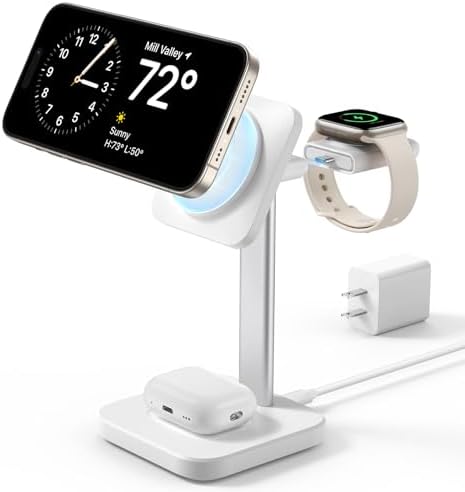 Ultimate ESR 2-in-1 Mag Safe Charging Station for Apple Devices – Fast Wireless Charger Stand for i Phone 16/15/14/13/12, Apple Watch, & Air Pods – Sleek Black Design for Dual Device Convenience and Enhanced Speed