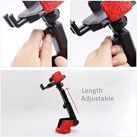 LYCARESUN Crystal Rhinestone Car Phone Mount Holder – Elegant Dashboard & Windshield Stand for Women, Universal Compatibility for Most Smartphones, Stunning Bling Car Accessory, Adjustable Viewing Angles for Hands-Free Navigation, Durable & Easy to Clean