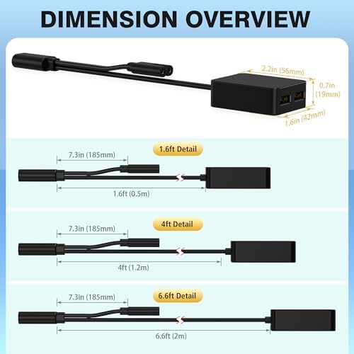 AGVEE 1.6 ft Dual USB Power Adapter for Streaming Devices | Efficient Charging Hub for Fire TV Stick, Roku, & Chromecast | Sleek Black Design for Organized Entertainment Spaces | High-Speed Dual Ports for LED Light Strips & Cable Management Solutions