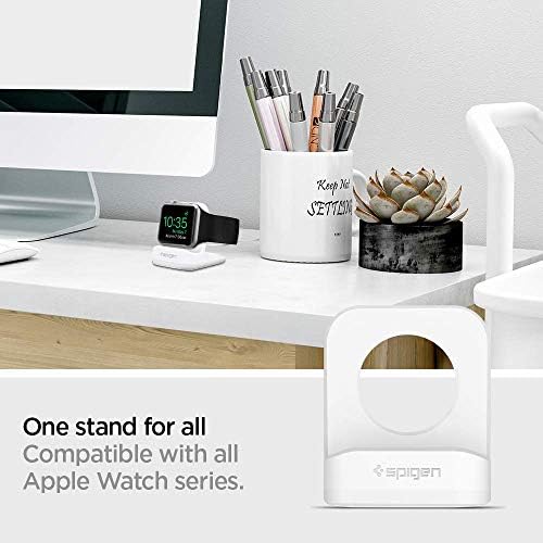 Spigen S350 Apple Watch Charger Stand – Durable TPU Dock with Non-Slip Base for Enhanced Stability and Fast Charging – Compatible with Ultra 2/1, Series 10, SE2, and More – Optimal Charging Solution for All Apple Watch Sizes – Sleek Design for Desk or Nightstand Use