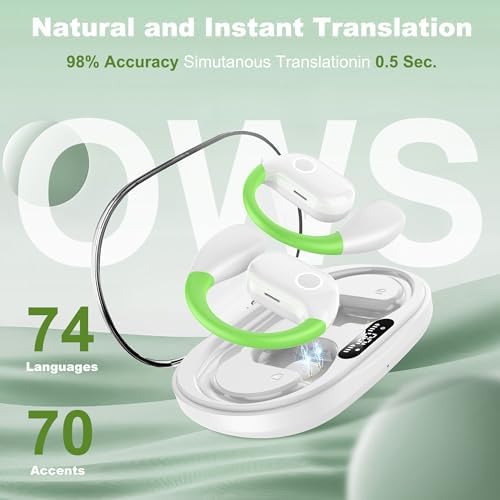 AI-Powered 144-Language Bluetooth Earbuds: Advanced Noise-Canceling Headphones for Effortless Communication in Any Setting, Ideal for i OS & Android Users, Waterproof Design for Enhanced Durability and Comfort During Travel