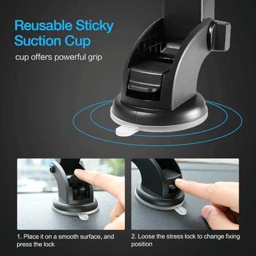 Enhanced Windshield Car Phone Holder with 360-Degree Rotation | Universal Mount for Samsung & i Phone 16 | Hands-Free Navigation & Safe Driving Accessory | Durable Suction Design for All Phone Sizes | Effortless Installation & Secure Grip