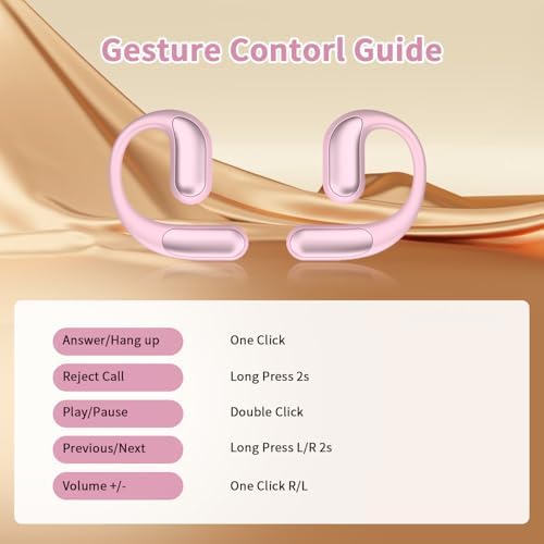 Stylish Pink Open Ear Bluetooth 5.4 Earbuds – Sweat-Resistant True Wireless Headphones with ENC Microphone for Clear Calls, 8-Hour Playtime – Ideal for Active Lifestyles and Seamless Connectivity