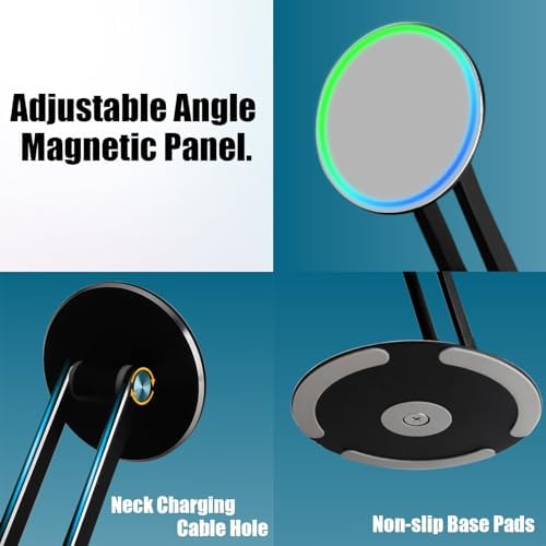 Magnetic Phone Stand for Desk, 360° Rotatable Foldable Magnetic Phone Holder Stand, Height&Tilt Adjiustable, Non Slip Base Magsafe Phone Holder for iPhone 15/14/13/12 Series/Magsafe Case (Silver) – Enhanced Compatibility and Speed