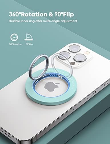 Lamicall 360° Rotatable Magnetic Phone Ring Holder for Mag Safe – Lightweight Grip & Kickstand Compatible with i Phone 12/13/14/15/16 Series, Misty Black – Enhanced Magnetic Strength and Flexibility for Secure One-Handed Use and Wireless Charging Convenience