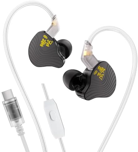 KBEAR NZ02 Professional Wired Gaming Earbuds – Cutting-Edge In-Ear Monitors with Dual Magnetic Circuit for Superior Bass and Crystal-Clear Audio – Ergonomically Designed for Gamers, Musicians, and Professionals – TYPE-C Connectivity for Effortless Device Compatibility – Durable Build for Long-lasting Performance and Immersive 3 D Sound Experience