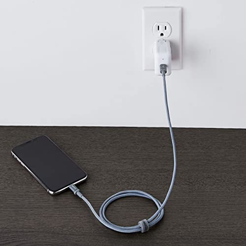 Amazon Basics 6-Foot Nylon Braided USB-C to Lightning Charger Cable – Fast Charging Power for i Phone 14/13/12/11/X/XS Pro/Pro Max/Plus – MFi Certified Durability in Dark Gray – Optimal Performance for Apple Devices on the Go