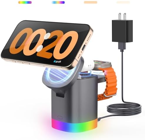 Travel-Ready Joy Geek 3-in-1 Wireless Charging Station – Fast Mag-Safe Charger for i Phone 16-12 Series, Apple Watch Series 10-2, and Air Pods Pro – Ultimate Compatibility and Speed for On-the-Go Lifestyle