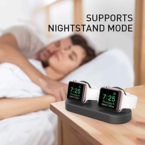 Delidigi Premium Dual Charger Stand for Apple Watch: Fast, Stylish, and Compatible with All Series (Ultra 2, SE, 1-10) – High-Quality Silicone Dock for Simultaneous Charging of Two Smartwatches, Perfect for Home or Travel Use
