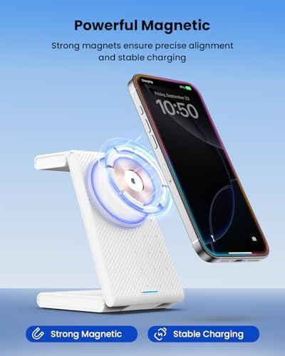 CIYOYO 3-in-1 Fast Wireless Charging Dock – Streamlined Power Hub for i Phone 16/15/14/13/12/SE, Apple Watch Series 9/8/7/6/SE/5/4, and Air Pods Pro/3/2 – Maximize Charging Efficiency with Innovative Safety Features and Sleek Aesthetic Design for Modern Living