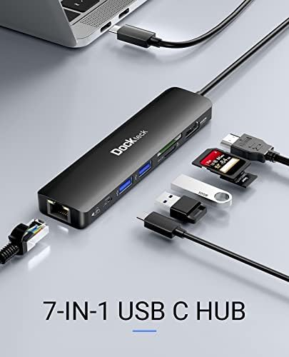 Elevate Your Connectivity: Dockteck 7-in-1 USB C Hub with 4 K 60 Hz HDMI, Lightning-Fast Ethernet, and Advanced Power Delivery – Perfect for Mac Book Air/Pro M1 2020, i Pad Pro 2021, and i Pad mini 6 for Seamless Multitasking and Superior Performance