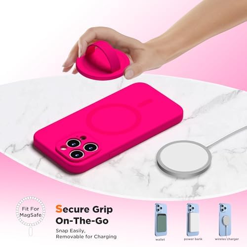 Upgraded Magnetic Phone Grip for i Phone: Premium Silicone Loop Holder with Mag Safe Compatibility – Ergonomic 360-Degree Stand, Non-Slip Design in Sleek Black for Enhanced Comfort and Secure Handling on i Phone 16/15/14/13/12 Pro Max/Plus