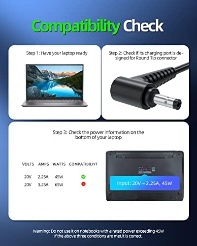 Universal 45 W Laptop Charger for Lenovo Idea Pad Slim Series – Fast Charging Power Adapter with Foldable Plug, UL Certified Safety, and 7.5 Ft Scratch-Resistant Cable – Perfect Compatibility for Models 1-11, 1-14, 1-15 + Enhanced Battery Performance Guarantee