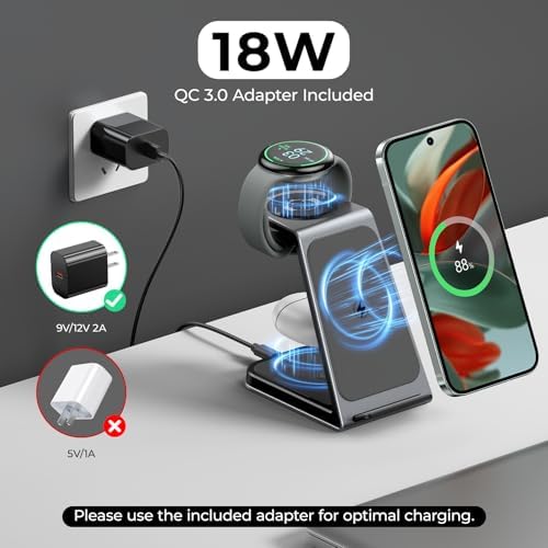 Premium 3-in-1 Wireless Charger Station for Google Pixel Watch 3/2, Pixel 9/8/7/6 Series – Fast Charging with Dual Functionality and Enhanced Safety Features, Ideal Gift for Tech Enthusiasts and Compatible with Pixel Buds Pro/Pro 2, Sleek Aluminum Alloy Design for Reliable Long-Term Use