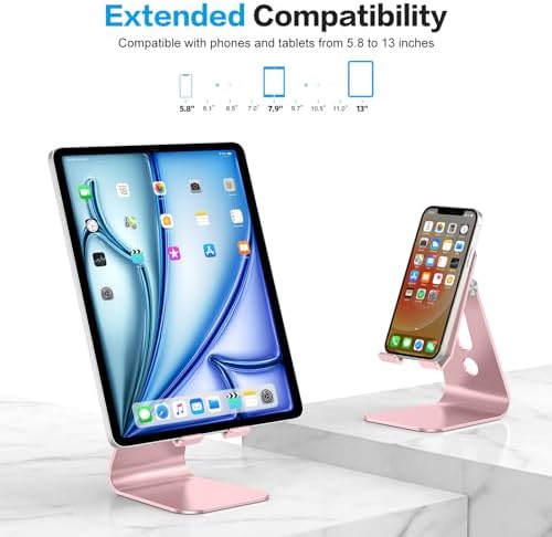 OMOTON Versatile Adjustable Tablet Stand for Desk – Enhanced Stability with Extended Arms for i Pad Pro/Air/Mini & Larger Smartphones – Stylish Purple Holder for Optimal Viewing Comfort and Clutter-Free Workspace