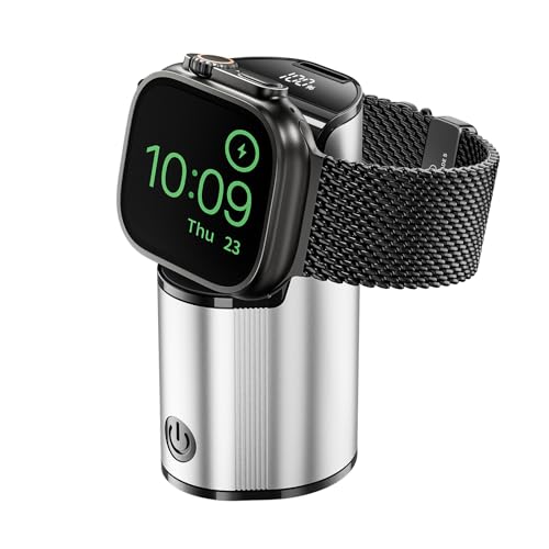 Ultra-Portable Aluminum Alloy Magnetic Charger for Apple Watch – 2000 m Ah Keychain Design for Effortless Travel Compatibility with Series 10/9/8/7/6/5/4/3/2/SE/UItra 2/Ultra – Fast-Charging Solution for On-the-Go Smartwatch Enthusiasts