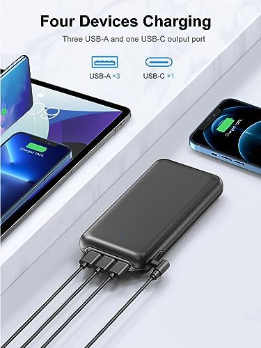 High-Capacity 30,000 m Ah Portable Charger – Rapid 22.5 W Power Bank with 4 Outputs Including PD 20 W USB-C, Ideal for i Phone, Samsung, and Pad Mini – Ultimate On-the-Go Charging Solution for All Devices