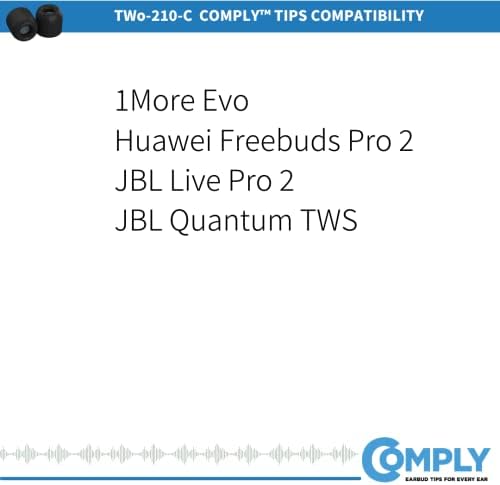 Transform Your Listening Experience with Comply TWo-210-C Memory Foam Earbud Tips | Perfectly Designed for Jabra Elite 10 Gen 1 & 2, JBL, Huawei, Moondrop & More | Unmatched Comfort, Secure Fit, and Advanced Noise Isolation | Available in Black (S/M/L) – Three Pairs for Enhanced Versatility and Performance